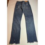 MOUSSY VINTAGE High Rise Straight Leg Jeans Distressed Frayed Hem Size 25 Blue Photo 6