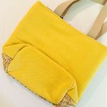 Chloe & Lex Woven Jute Tote Bag Women's 15" Tassels‎ Pockets Snap Closure NWT Yellow Photo 4