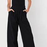Lulus Lulu’s What a Wonderful Day Black Tie-Strap Overall Jumpsuit Photo 0