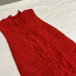 Cache  Red Cocktail Dress Size 2 Bodycon Ruffle Spaghetti Straps Or Strapless Photo 4