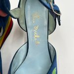 Vintage Rhea Nichols Suede Wedges Mary Jane Shoes Blue Rainbow Memphis Size 9 Photo 2