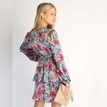 Dance & Marvel Satin Floral long sleeve Belted mini dress Photo 1