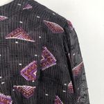 Ba&sh NEW  Cathel Sheer Geometric Printed Blouse in Carbone Women's Size Medium Photo 9