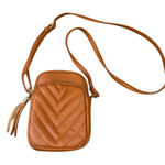 Boutique  Womens Zipper Pocket Crossbody Purse Caramel‎ Brown Faux Leather Travel Photo 0