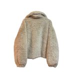 Rebecca Minkoff Vegan Fur Cropped Zip Natural Beige Teddy Coat Womens Size L Photo 2