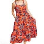 RHODE x Target Leafy Floral Print Tiered Midi Dress Orange Womens XXL Photo 0