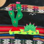 Vintage Peruvian Imports Llama Vest Folk Art Appliqué Striped Colorful Large Black Photo 7