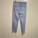 We The Free  Distressed High Rise Light Wash Button Fly Jeans Straight Raw Hem 24 Photo 8