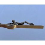 Vintage Ebony Inlay Crucifix Pendant 3" Jesus Christ Pectoral cross Pendant Black Photo 8