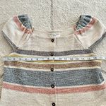 Madewell  Texture & Thread Striped Button-Front Cap Sleeve Top Cotton Blend Photo 3