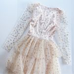 Rachel Parcell NEW Glitter Star Long Sleeve Tulle Dress Pink Parchment Photo 7