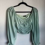 Fiestar Elegant Mint Green Ruched Crop Top Photo 1