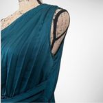 NWT Asymmetrical Pleated‎ One Shoulder Satin Teal Dress | Medium Photo 1