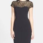 Maggy London Black Stretch Crepe Gold Lace Illusion Dress, Black, Size 8, NWT Photo 0