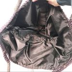 Braided Straw Bag Circle Detail Drawstring Closure Brown Photo 3