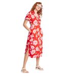Old Navy NWT  Cutout MIDI‎  Dress Red Pink Floral, Short Sleeve, Button Front XL Photo 2