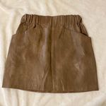 ZARA BASIC brown tan Leather mini skirt above knee Size S Photo 0