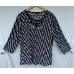 Adrienne Vittadini Adrienne Vitadini 3/ 4 Sleeve Black & White Blouse Light & Breathable SZ 2xl Photo 4