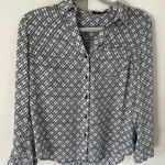 The Limited  Black and White Button Down Shirt with Notched Collar Photo 0