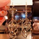 18K Gold Plated Twisted Wavy Tassel Dangle Drop Earrings for Women Photo 0