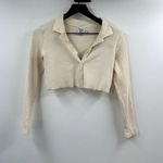 Princess Polly  Cream Ribbed Knit Collared Top Size 4 - Small Photo 0