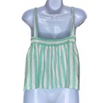 Stoney Clover Lane Stoney Clover XL Green White Stripe Tie Straps Linen Blend Babydoll Crop Top NEW Photo 1