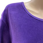 Denim and Co Purple Ribbed Velour Cotton Blend Long Sleeve Tunic Top Size Large Photo 2