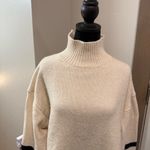 H&M Wool Blend Knit Cream Ivory Sweater Turtleneck Flowy Stripe Minimalist M Photo 1
