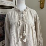Cleobella  Tan Ruffle Mini‎ Dress Front Tassels Size Small Photo 1