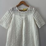 Maeve  Anthropologie Cream Overlay Weave Dress Short Sleeve Size M Photo 2