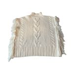 Sage The Label White Cable Knit Fringe Turtleneck Sweater Vest‎ Size Medium Photo 4