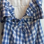 Entro Blue and White Gingham Strapless Romper  Photo 4