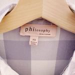 Philosophy Flannel Button Up Shirt Long Sleeve Plaid Periwinkle White Photo 1