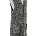 Mia & Tess Sleeveless Longline Open Hoody Cardigan Vest Sweater in Brushed Yarn Gray Size L Photo 4