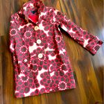 Boden Rainy Day Mac Cotton Coat Geometric Floral Daisy Pink No Hood Size 10 Photo 0