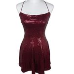 Windsor  Ruby Red Sequin Burgundy Mini Party Dress Large Photo 7