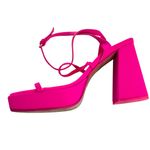 ZARA Chunky Neon Pink Strappy Heels Platform Sandals Ankle Strap Square Toe 39 Photo 10