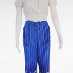 Mixit Blue White Striped Floral Border Capris Size 8 Photo 1