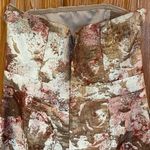 Hutch Anthropologie x Strapless Cropped Wide Leg Metallic Floral Jumpsuit Size 8 Photo 3