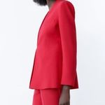 ZARA INVERTED LAPEL LONG BLAZER Shoulder Pads Welt Pockets Metal Hook Closure Photo 10