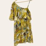 Hemant and Nandita  Yellow Silk Metallic One Shoulder Mini Dress Size M Photo 4