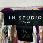 NWT I. N. WO SIZE 3X FLORAL BLOUSE WITH TASSEL TIES FAUX BUTTONS FLOWY Pink Photo 7