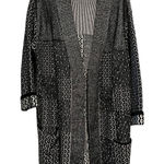 J. Jill Sweater Open Front Cardigan Duster Black White Patchwork Wool Blend XL Photo 0