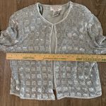 Adrianna Papell Evening Beaded Silk Jacket Silver Sequin Size M Photo 6