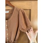 Everlane Organic Cotton Puff Sleeve Button Sweater Top in Rust Women’s sz Medium Photo 4