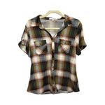 Eden & Olivia Green Plaid Short Sleeve Button-Up Shirt Women's Size S Photo 1