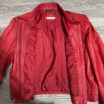 Vintage Women Genuine Red Leather Bomber Zip Front Jacket Made in Korea Sz M Size M Photo 9