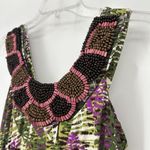 Nina Leonard Lennie For  Maxi Dress Beaded Palm Leaf Green Purple Beachy Size L Photo 2