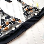 Perry Ellis Cute bikini top triangle Halter Black gray size Medium Polka Dot nwt Photo 2