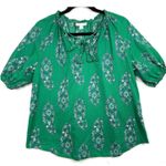 Knox Rose S Green Paisley Peasant Top Boho Floral Puff Sleeve Cottagecore Photo 0